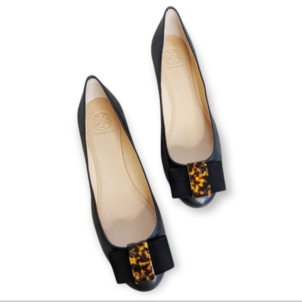 Tortoise shell bow Tory Burch Ballerina flats